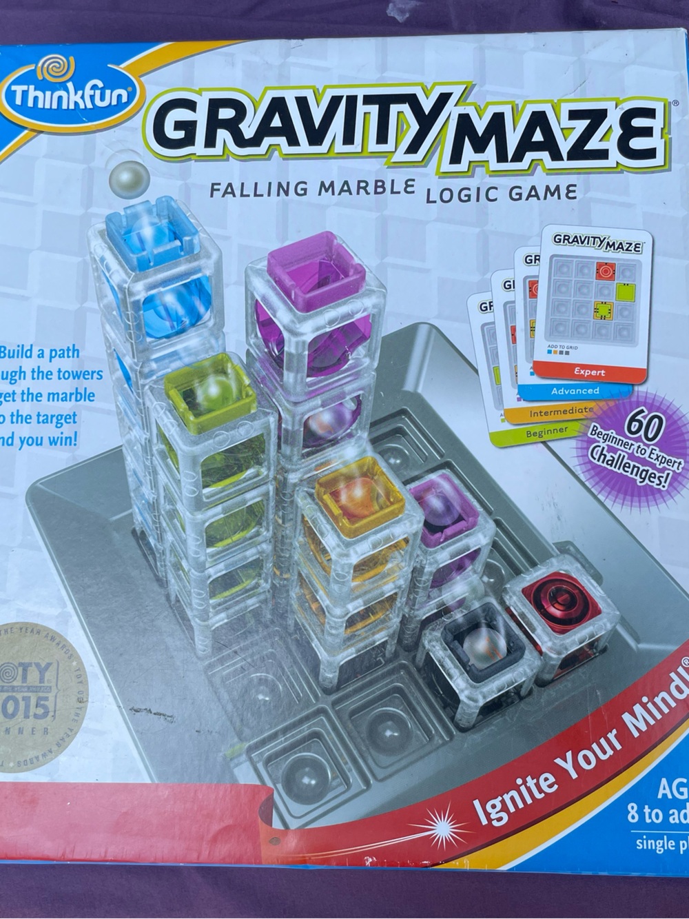 ThinkFun Gravity Maze Logic Game - Clear with Multicolor Towers